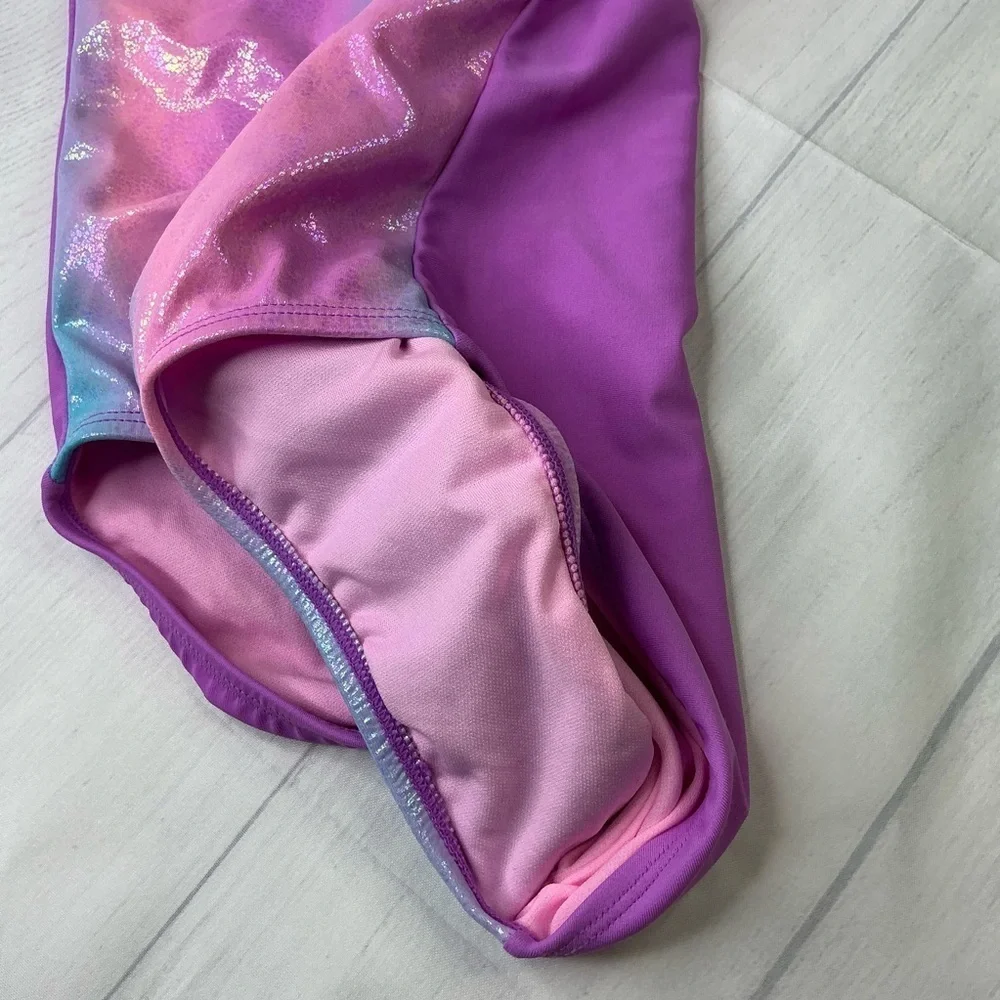 SO Girls One Piece Swimsuit‎ Shimmering Pink and Blue Swimwear Size M
